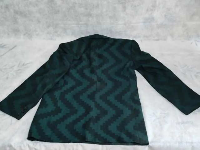 Blazer Masculino Verde Com Risca Ondulada Pretas Antigo - Foto 2