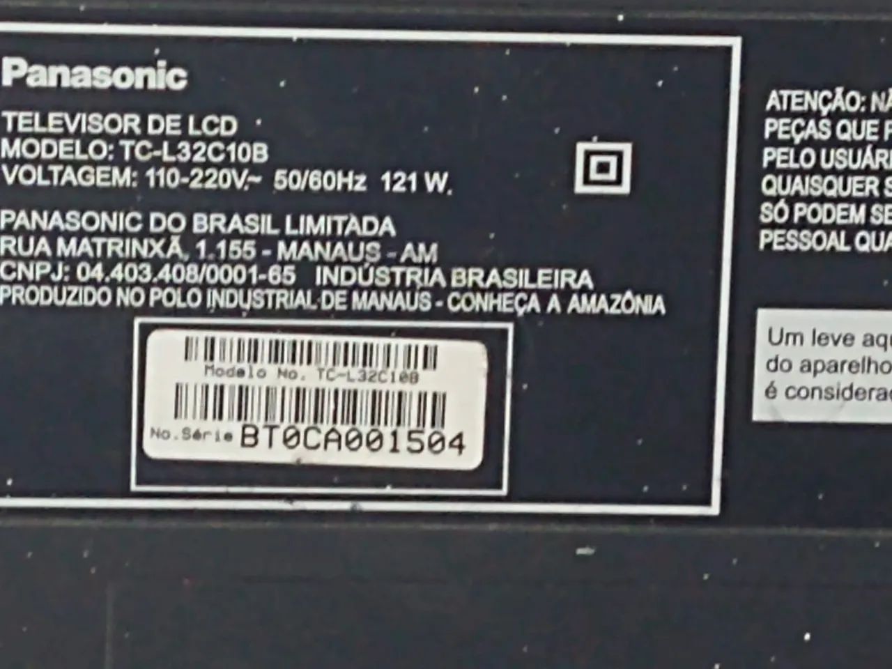 TV LCD 32 P modelo TC L 32C 10B Panasonic com defeito  - Foto 2
