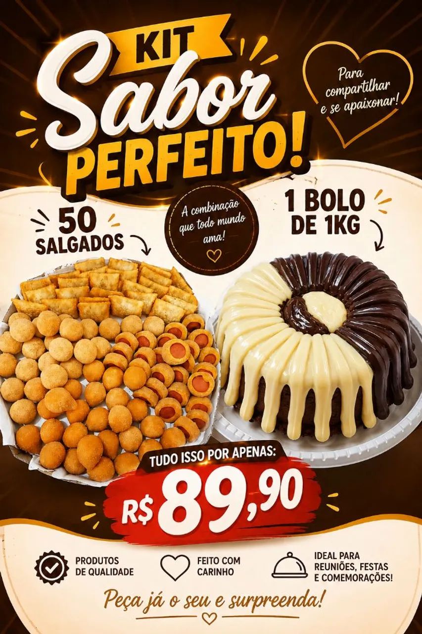 Kit de bolo + salgados 