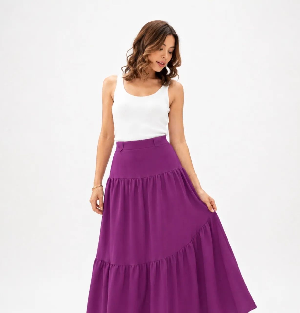 Saia Feminina Midi Roxa