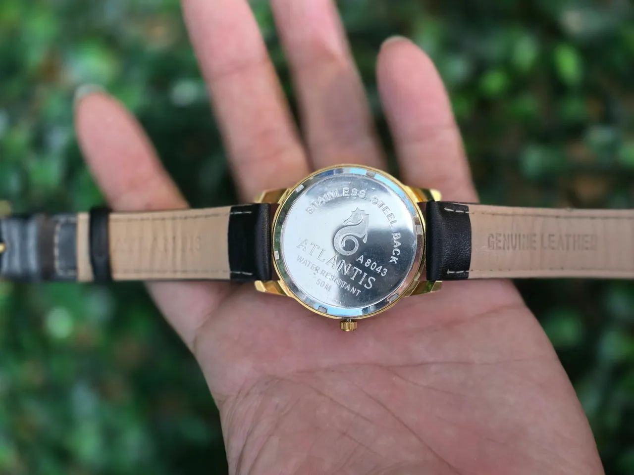 Relógio atlântis dourado pulseira de couro  - Foto 4