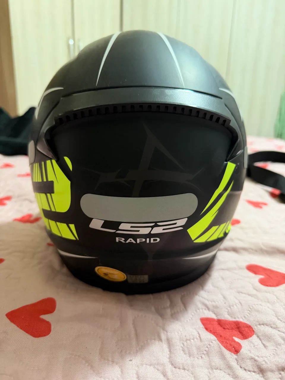 capacete ls2 ff353 rapid preto e amarelo 58