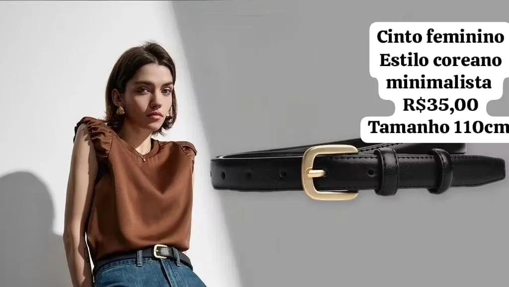 Cinto feminino moda coreana minimalista - Foto 2