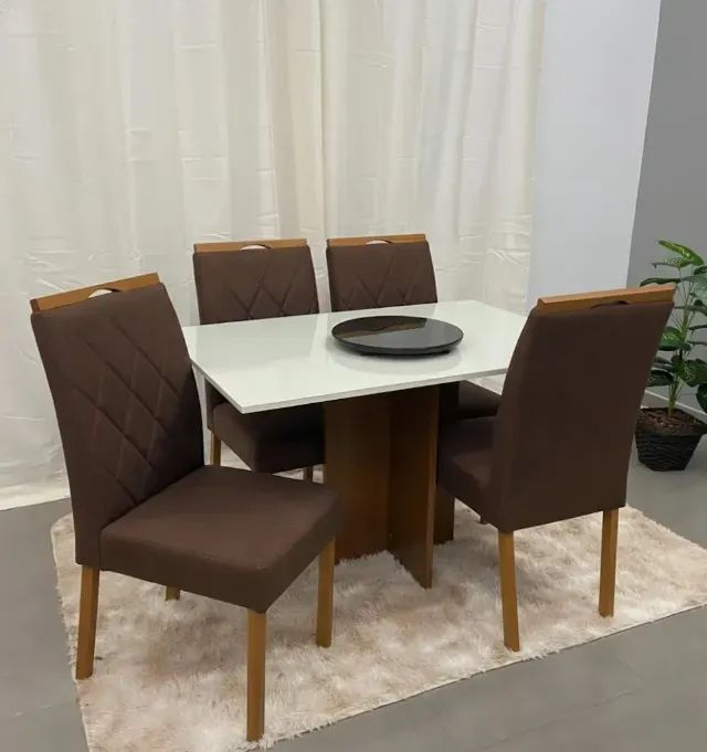 Mesa de Jantar Los Angeles com 4 Cadeiras Bali Marrom