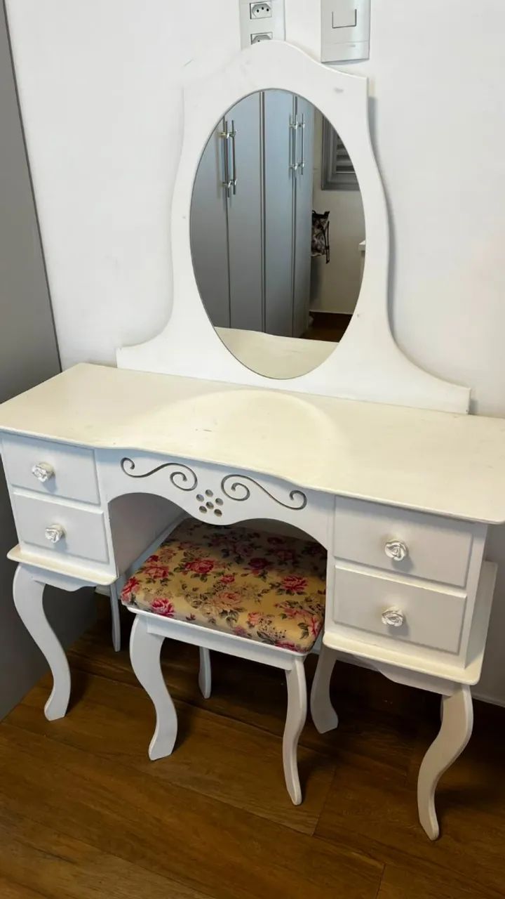 Penteadeira Provençal Branca com Espelho e Banqueta  - Foto 2