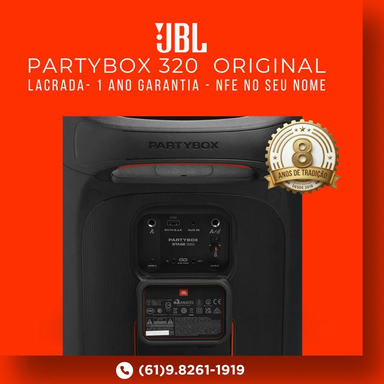 JBL PARTYBOX STAGE 320 - POTÊNCIA E PERFORMANCE (ORIGINAL & LACRADA) - Foto 4