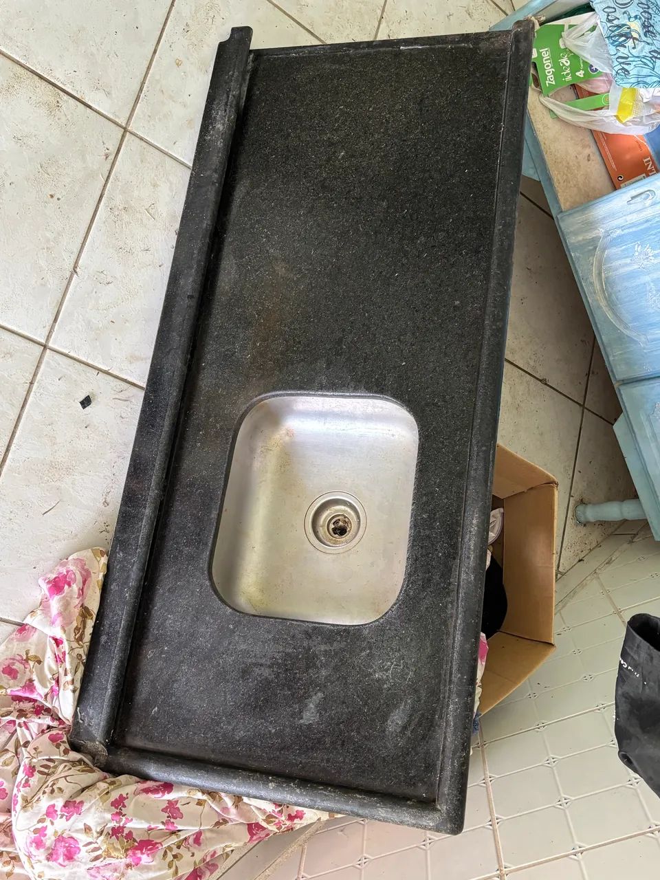 Black Stone Countertop with Sink