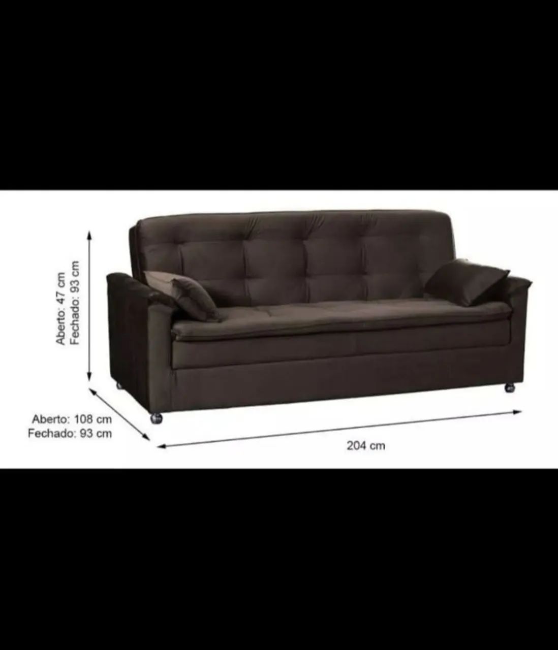 sofá cama de casal sofá suede sofá marrom sofá de 3 lugares 2,04m de comprimento mobly - Foto 3