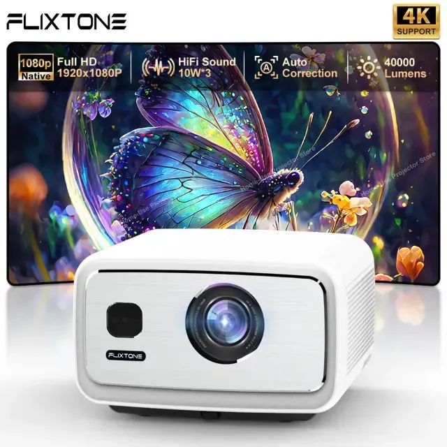 Flixtone D9W Ultra 3000 ANSI Lumens 1080P Nativo - Suporte a 4K - Android 12