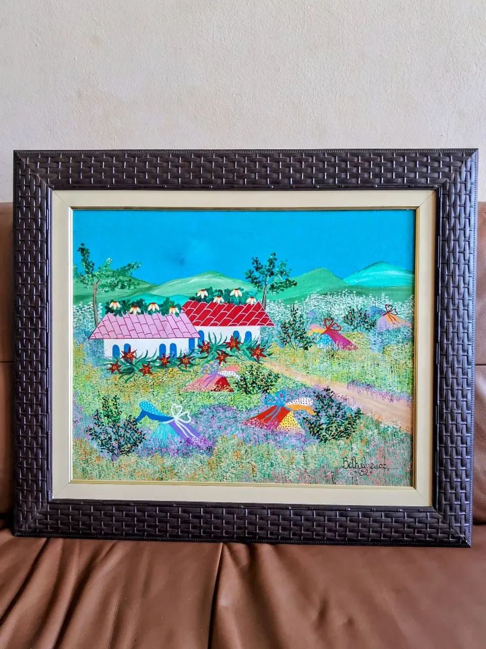 Quadro óleo sobre tela NAIF de Beth Queiroz 