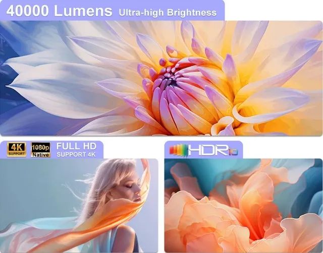 Flixtone D9W Ultra 3000 ANSI Lumens 1080P Nativo - Suporte a 4K - Android 12 - Foto 4