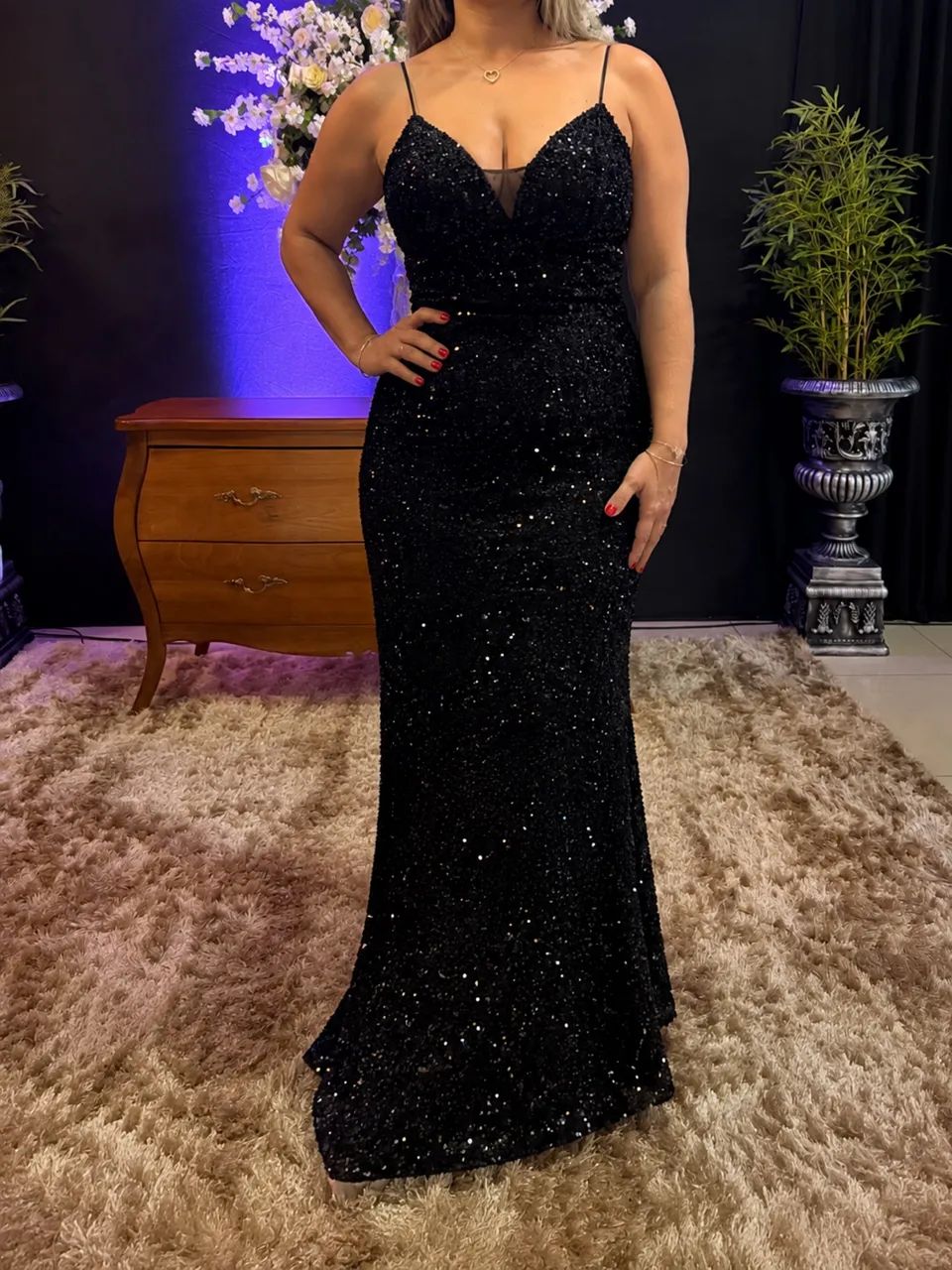 Vestido de festa longo preto m