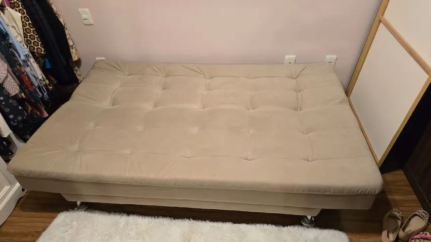 Sofá cama Bege tecido Suede - Foto 5