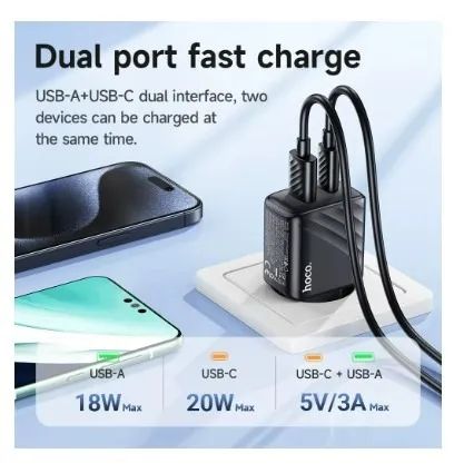 Carregador USB Tipo C HOCO CS25A 20W PD e QC 3.0 - Foto 3