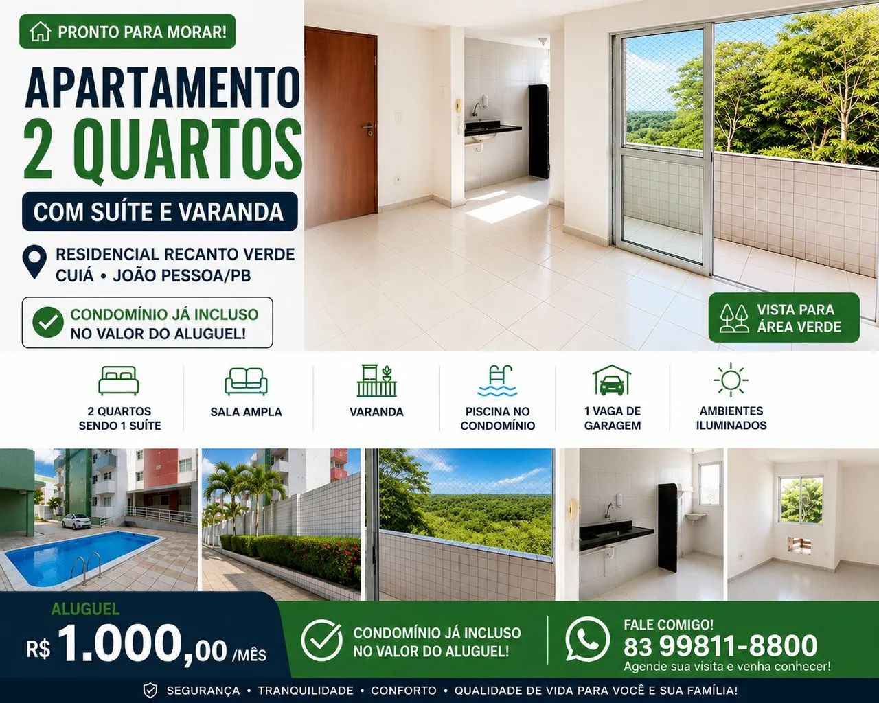 APARTAMENTO 2 QUARTOS COM SUÍTE + PISCINA | CUIÁ