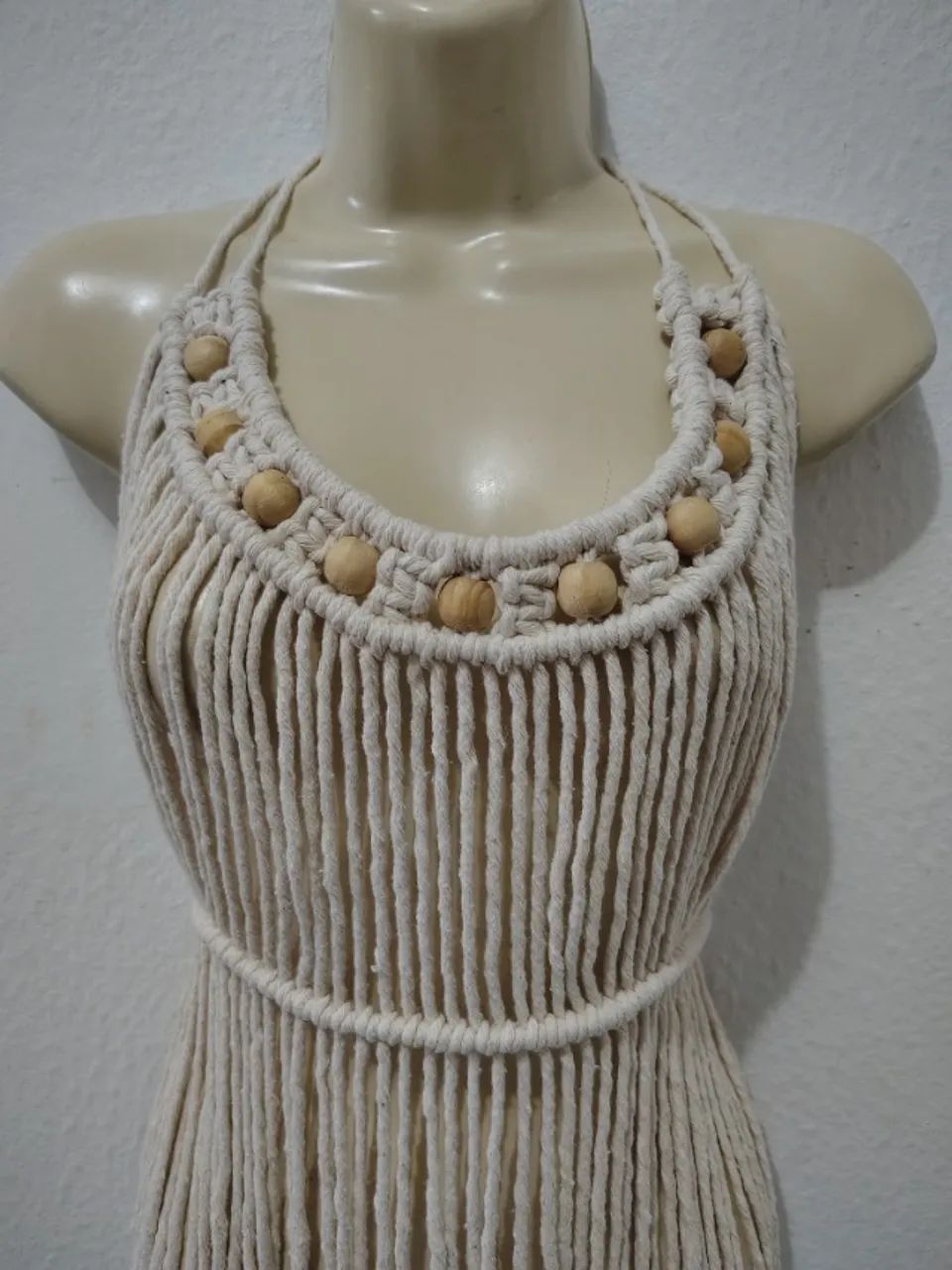 Blusa de macramê off white boho
