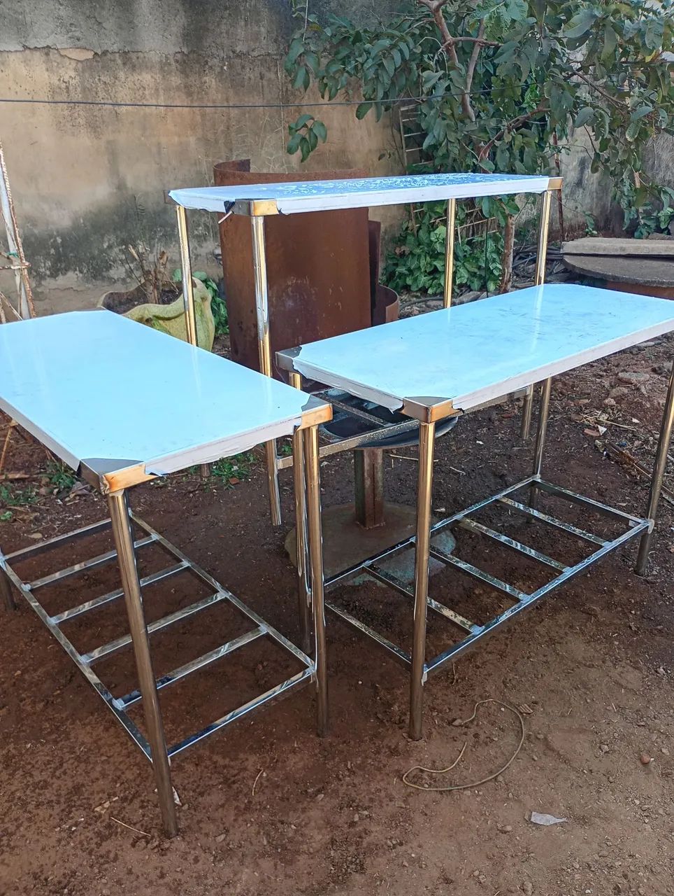 Mesa inox industrial reforçada (115x50cm)