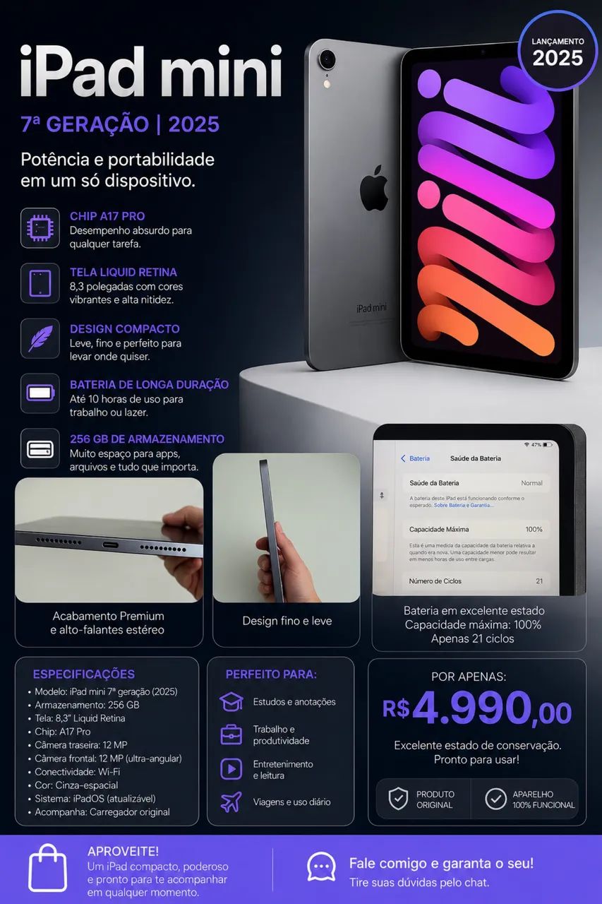 Tablet Ipad Apple Pro 256GB - Nunca Usado! 