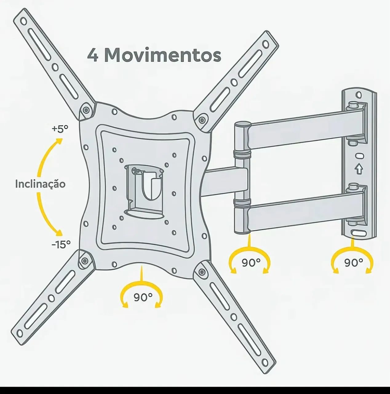 Suporte Articulado Universal de Parede para TVs 16-55 polegadas,Movimento completo - Foto 5