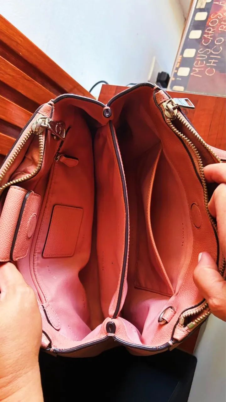 Bolsa Coach original, couro legítimo. rosa - Foto 5