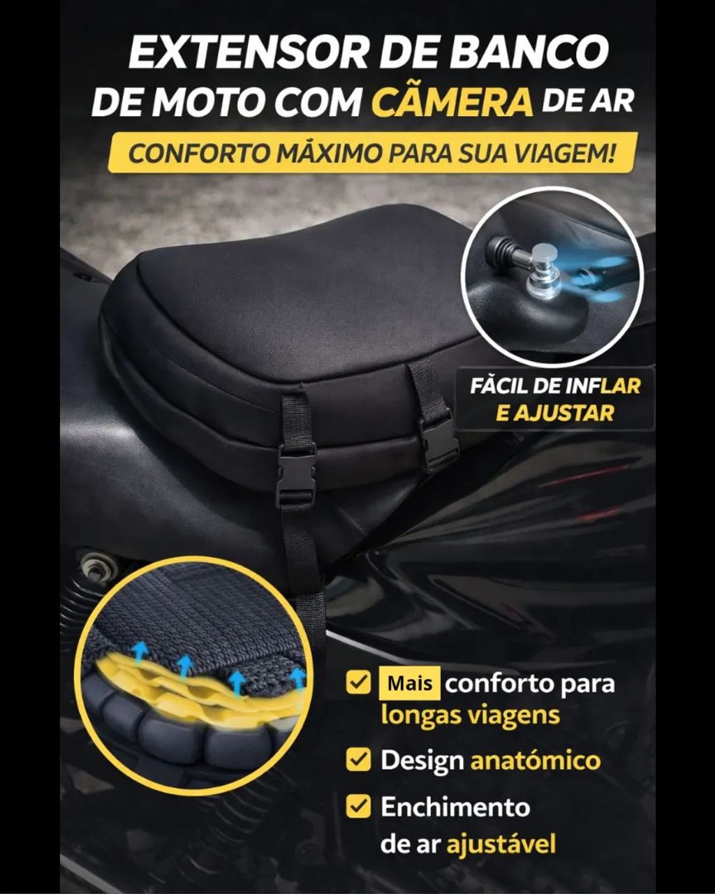 Extensor de banco de moto col câmara de ar