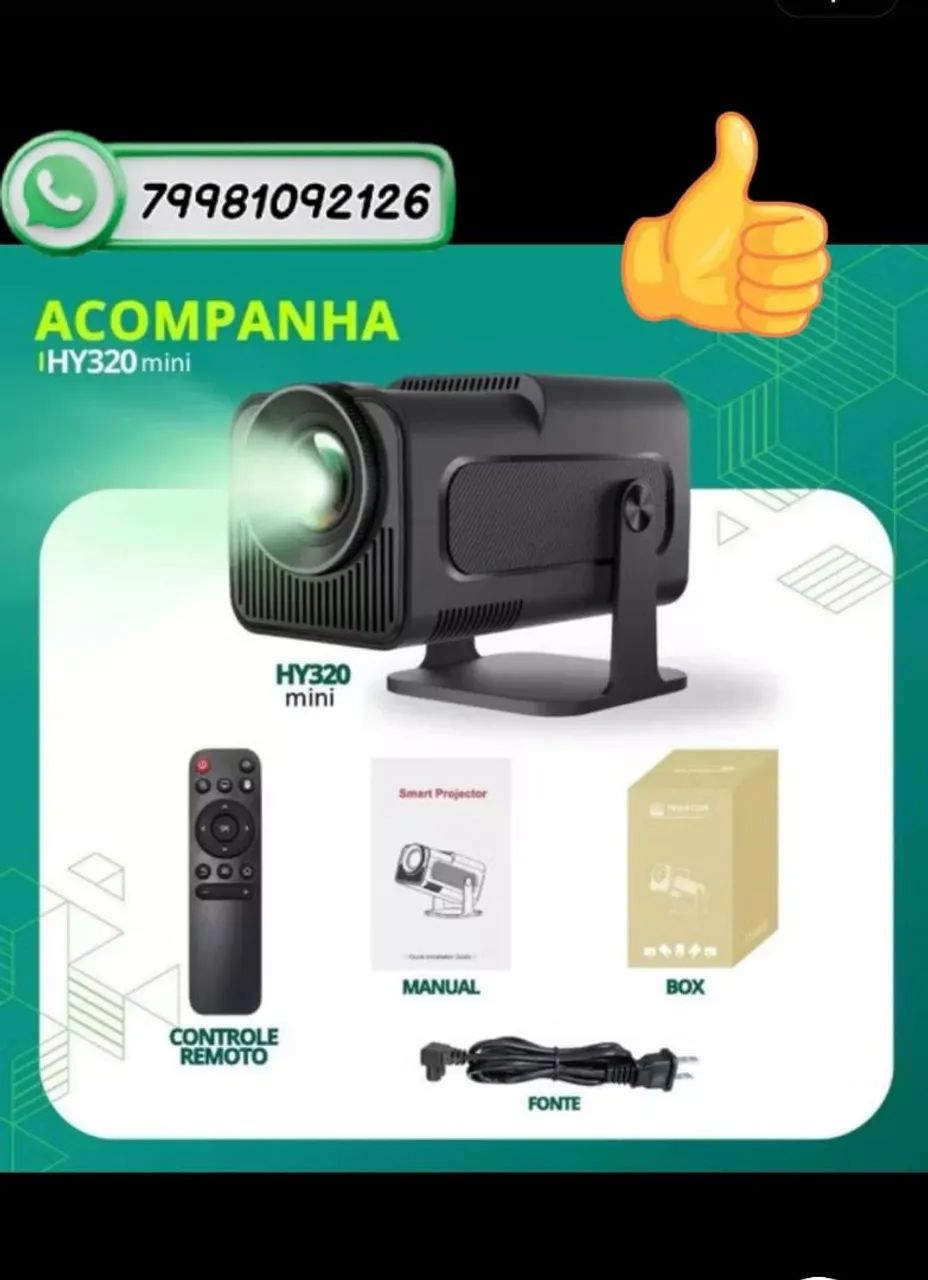 Projetor Portátil de imagem HY320 atualizado com 5G WiFi integrado e Android - Foto 2
