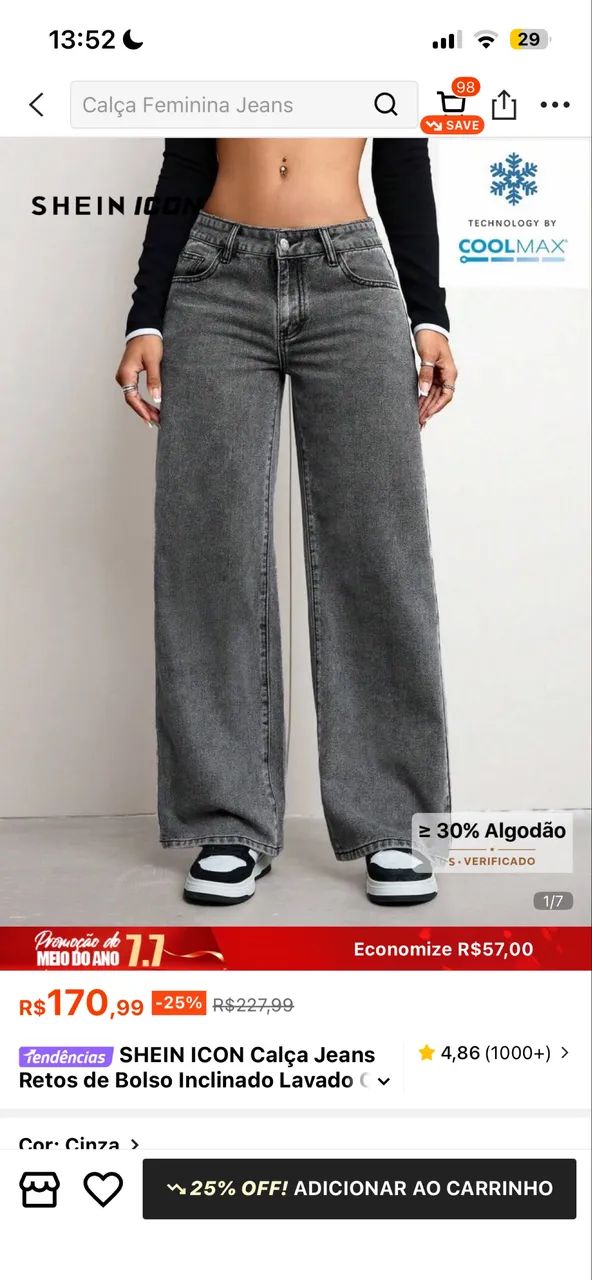 Calça cintura baixa da shein 