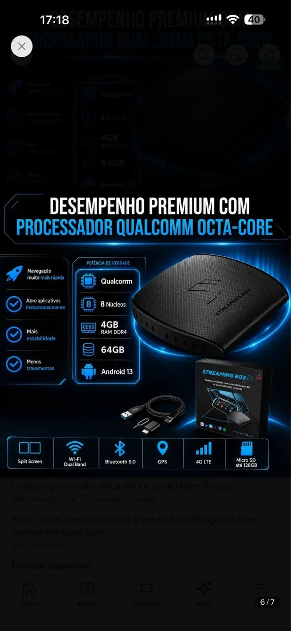 Streaming Box para Carro Carplay Multimidia