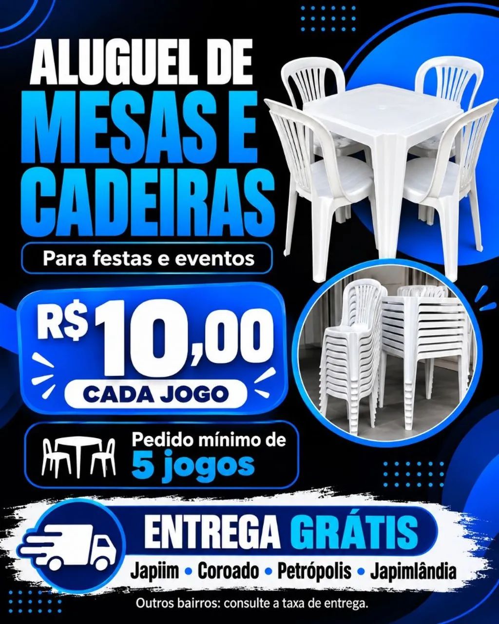 Aluguel de Mesas e cadeiras 