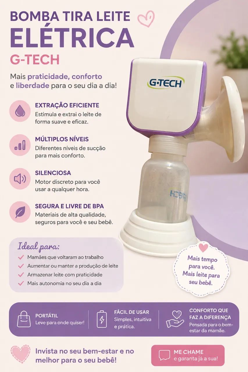 Bomba Tira-Leite Elétrica G-TECH - Foto 2