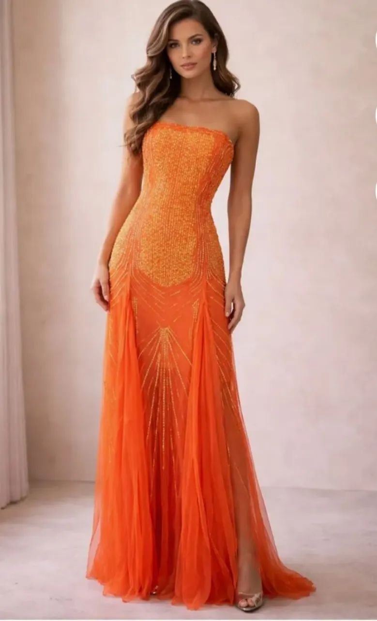 Vestido para festas laranja - Foto 3