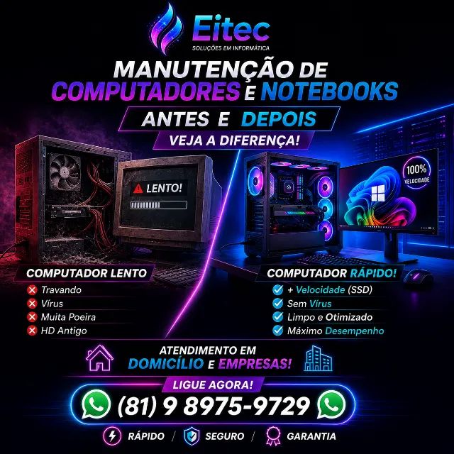 (DOMICILIO)SUPORTE E MANUTENÇÃO EM INFORMÁTICA