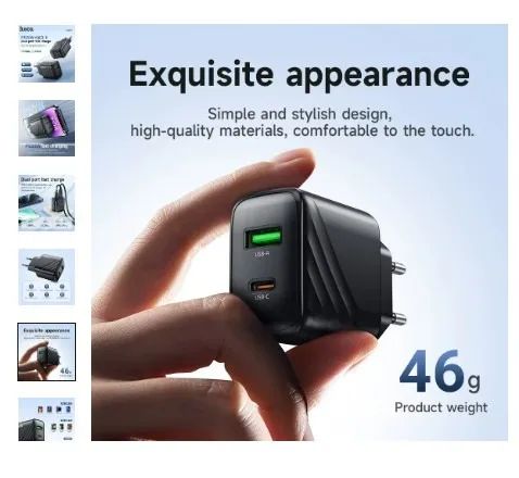 Carregador USB Tipo C HOCO CS25A 20W PD e QC 3.0 - Foto 2