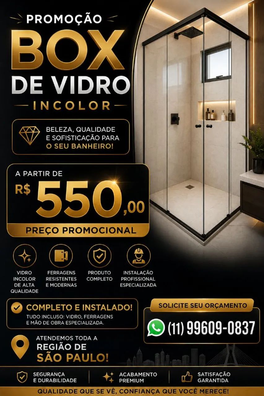 Box vidro incolor partir de 550 
