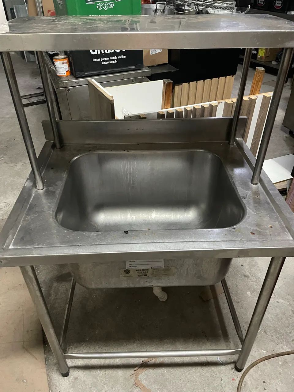 Tanque com prateleira alfatec 90 X 70 inox 304