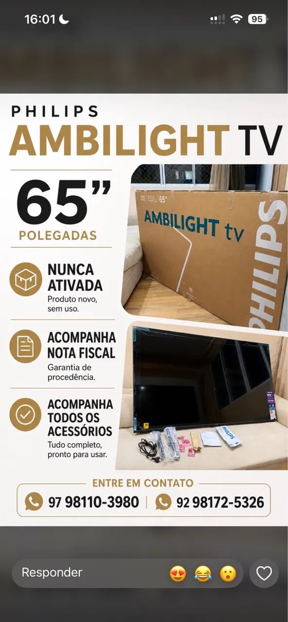 TV PHILLIPS AMBILIGTH 65? SEM USO - Foto 4