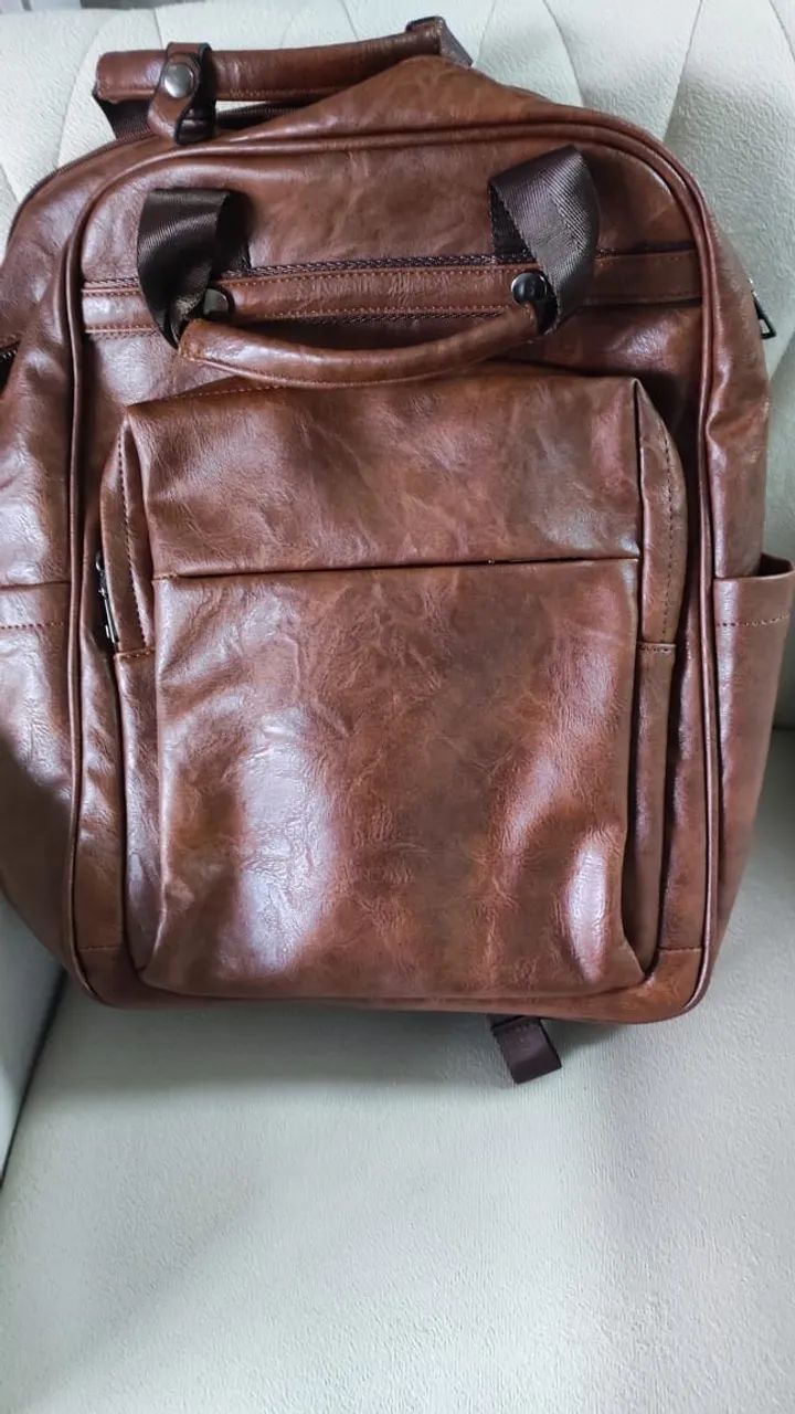 Mochila bolsa Marrom com divisórias  - Foto 2