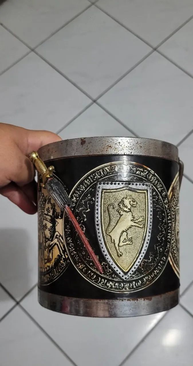 2 peças de decoração medieval cabeça caveira elmo balde - Foto 3