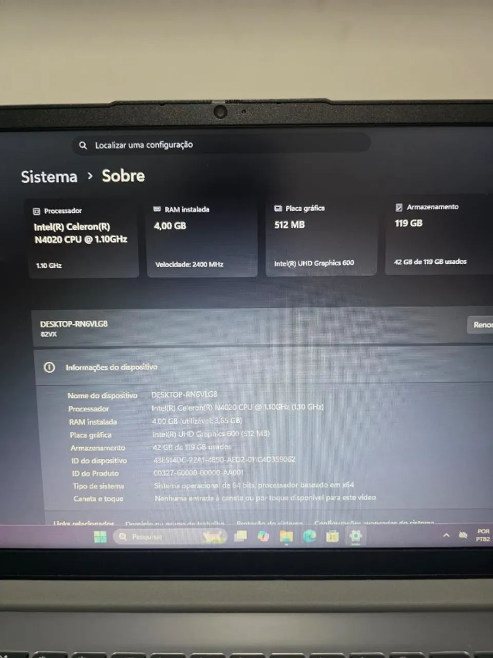 Notebook Lenovo Intel Celeron N4020 Com SSd - Foto 4