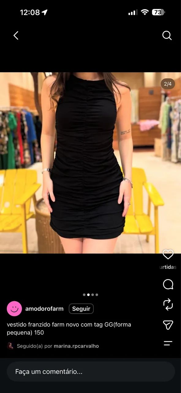 Vestido franzido farm 