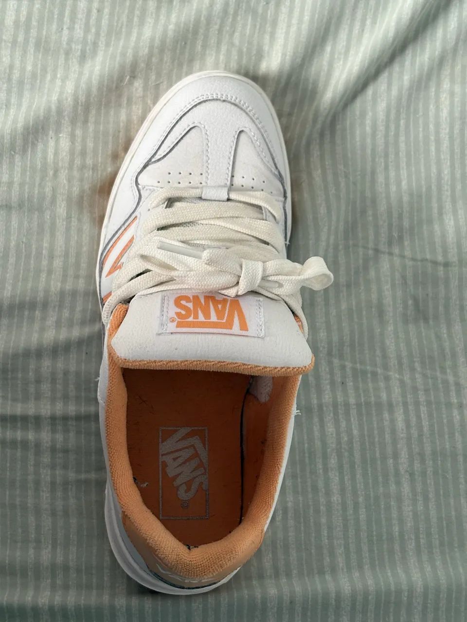 Tênis Vans Upland Leather White/Orange Original - Foto 4