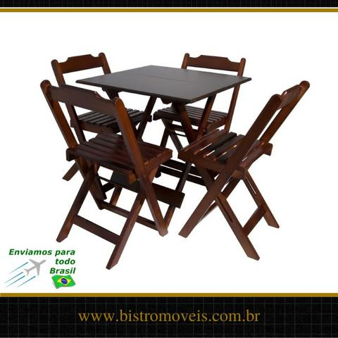 Conjunto Mesa Bar Dobravel 70x70 - Madeira - Resistente a Umidade - Foto 2