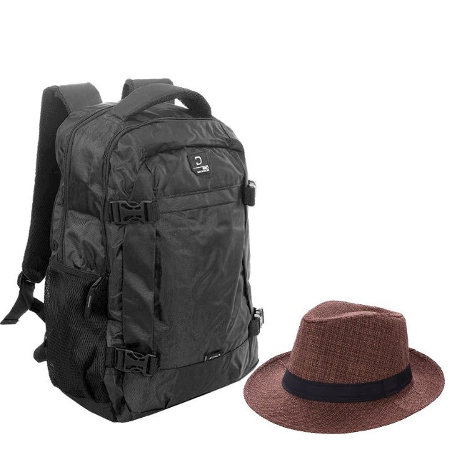 Kit Mochila Masculina + Chapéu Fedora Panamá Liso Ref: 418576269