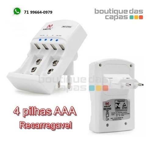 Carregador com 4 pilhas recarregável AAA mo-CP52 MOX - Foto 2