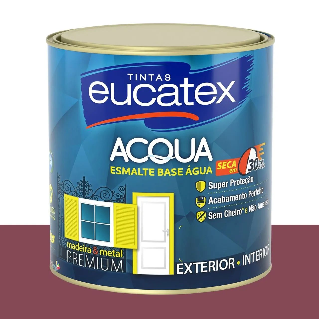 Tinta Esmalte Bril. Base Água Eucatex Vinho Tinto 800 ml