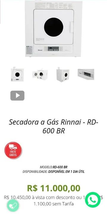 Secadora de Roupa Hinnai RD600BR nunca usada! (Pronta para Gás Natural)  - Foto 6