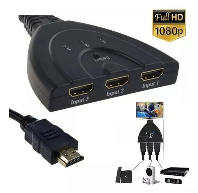 Divisor Hdmi Switch 3x1 Adaptador Cabo 3 Entradas E 1 Saída - Foto 3