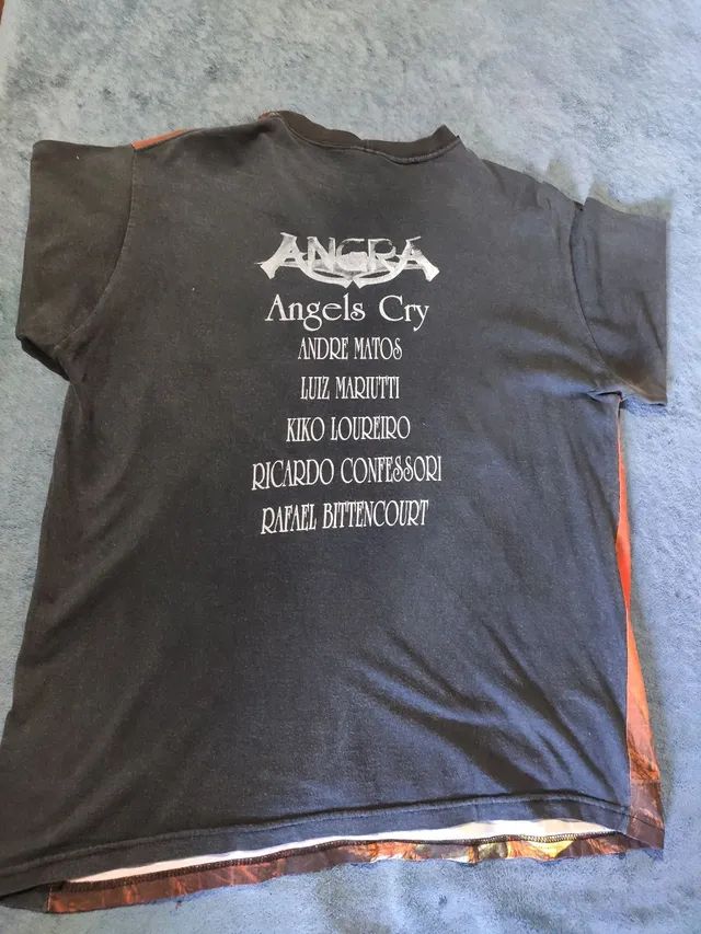Camiseta Angra Angels Cry anos 90 antiga para colecionadores - Foto 2