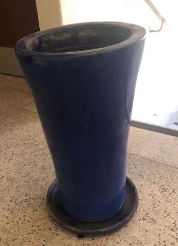 VASO VIETNAMITA LOEIL AZUL REDONDO COM PRATO INCLUSO - Foto 2