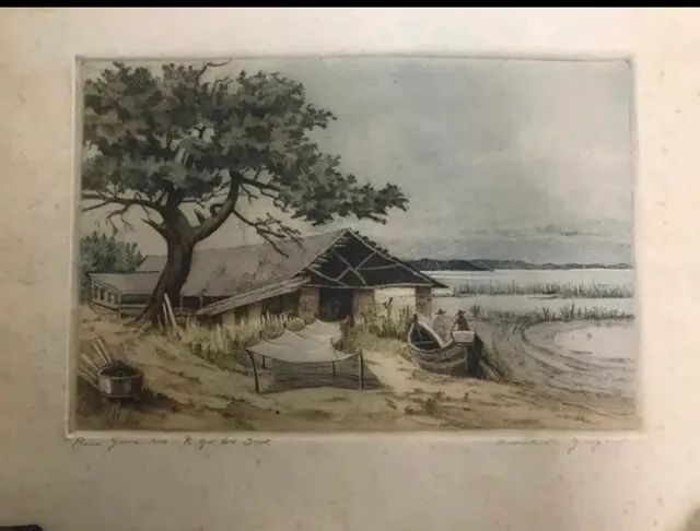 CARLOS GEYER - " Rio Guaiaba ", gravura em metal, assinada  - Foto 2